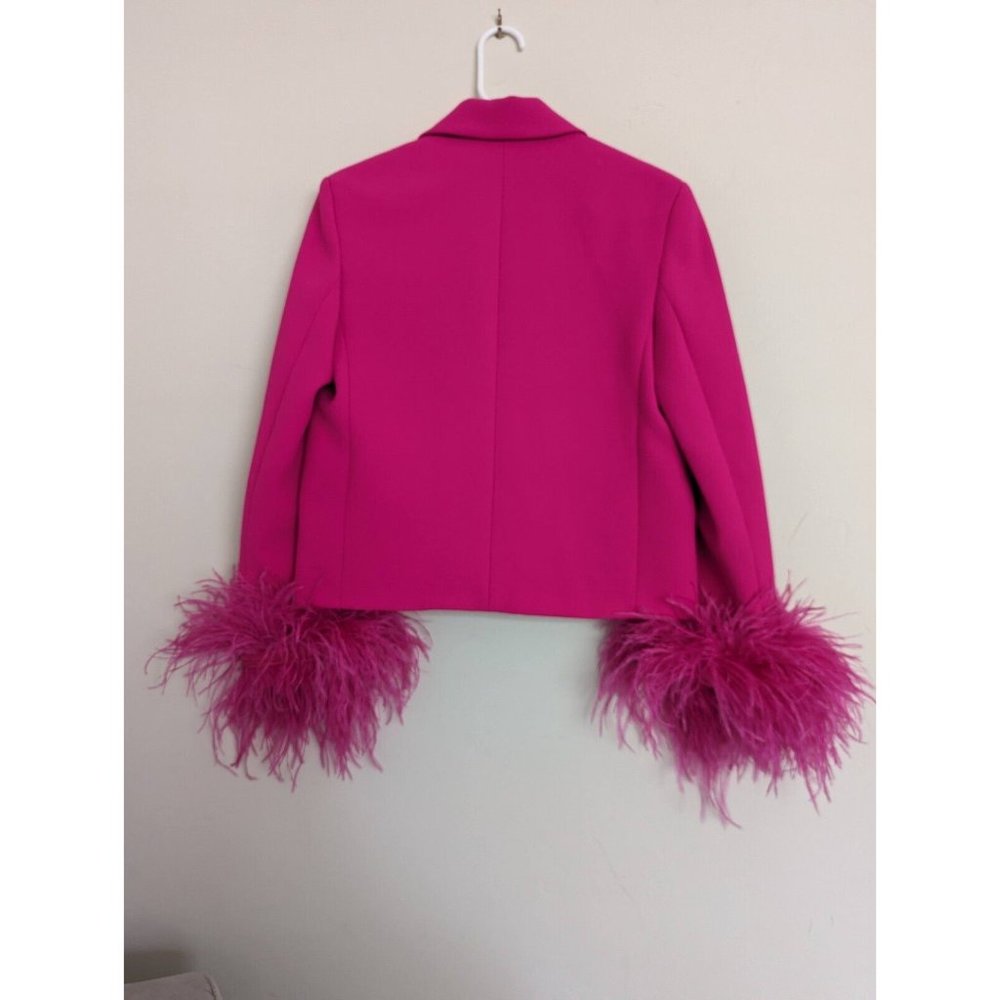 ZARA FUCHSIA SHORT FEATHER BLAZER JACKET XS S M NWT - Picture 10 of 10